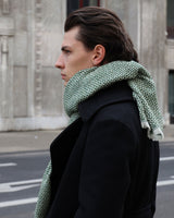 Schal aus italienischem Woll-Flauschgarn, Windmühlen-Jacquard, unisex, green
