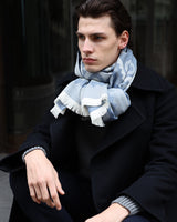 Schal aus Zegna Baruffa Garn, Kachel-Jaquard, unisex, mittelblau