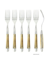 Steakgabel, 6er Set, helles Horn