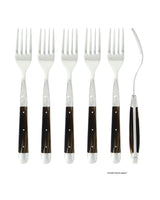 Steakgabel, 6er Set, Schwarzes Büffelhorn