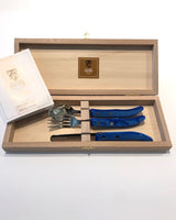 Kinderbesteck-Set in edler Geschenkholzbox, Laguiole, Blau