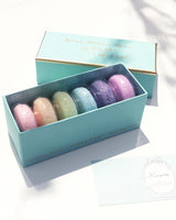 Macaron Seifen in edler 6er Cartonage, türkis