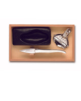 Oyster set, stainless steel in an elegant beech wood box