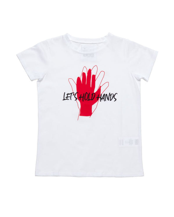 T-shirt Hands, white with print