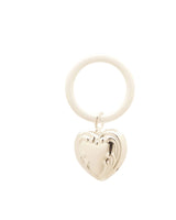 Teething ring - rattle heart, silver plated