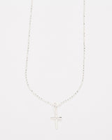 Faceted ball chain, 925 sterling silver, cross pendant