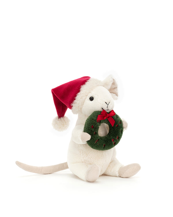 Cuddly Merry Mouse with wreath