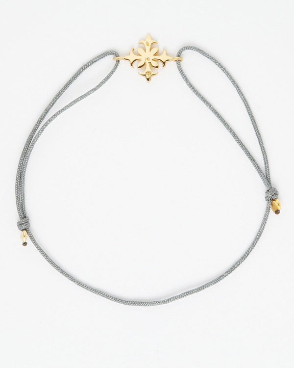 Friendship bracelet with gold ornament, gray