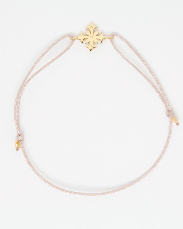 Friendship bracelet with gold ornament, nude