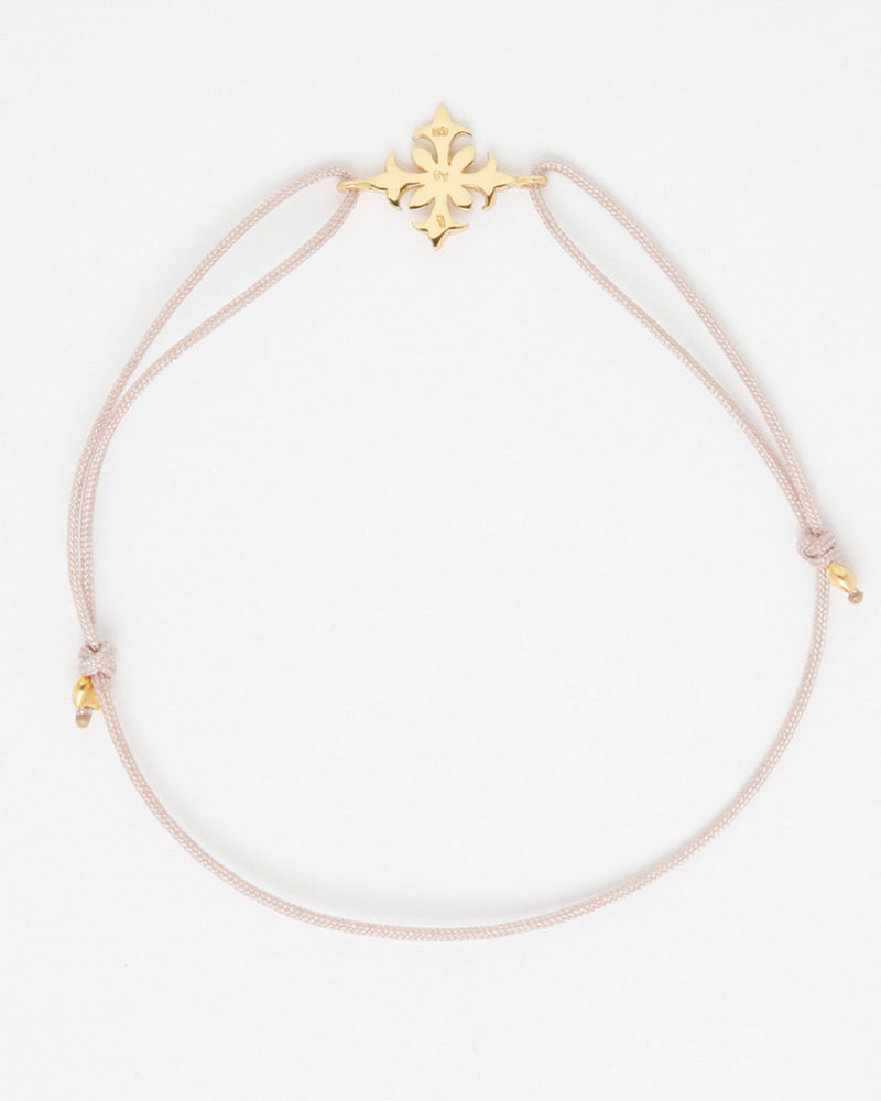 Friendship bracelet with gold ornament, nude