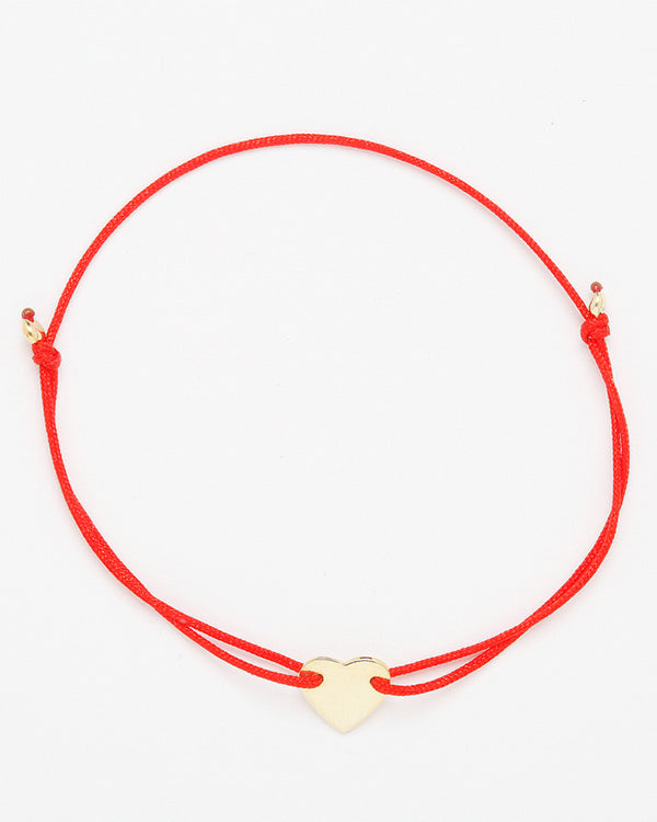 Friendship bracelets with gold heart, red