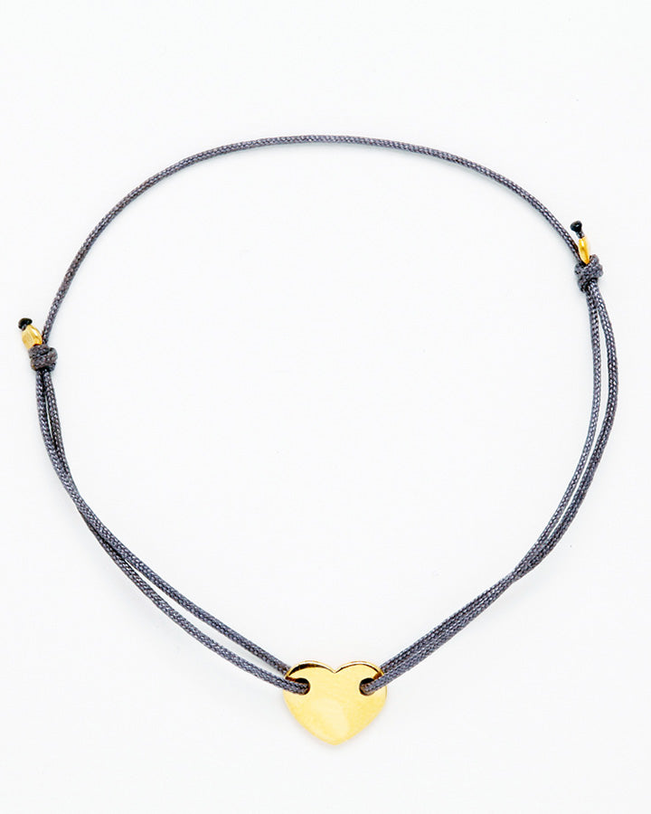 Friendship bracelets with gold heart, anthracite