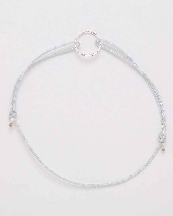 Friendship bracelet with sterling silver ring, Ice Grey