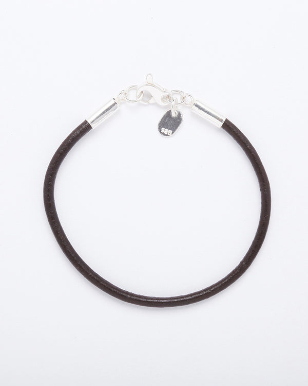 Bracelet genuine leather smooth with sterling silver elements