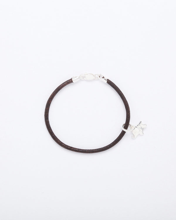 Baby genuine leather bracelet with sterling silver elephant