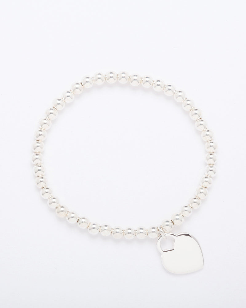 Ball bracelet 925 sterling silver, heart pendant