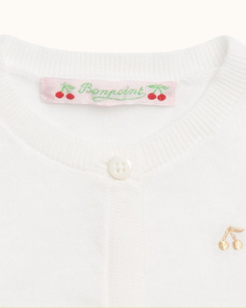 Baby cardigan, cotton, embroidered, white