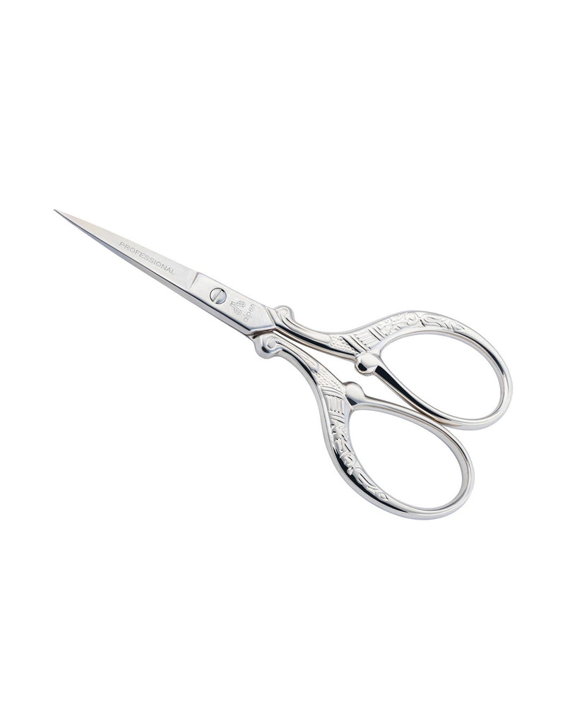 Embroidery scissors with floral pattern, nickel-plated,