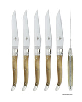 Steak knives, set of 6, light horn