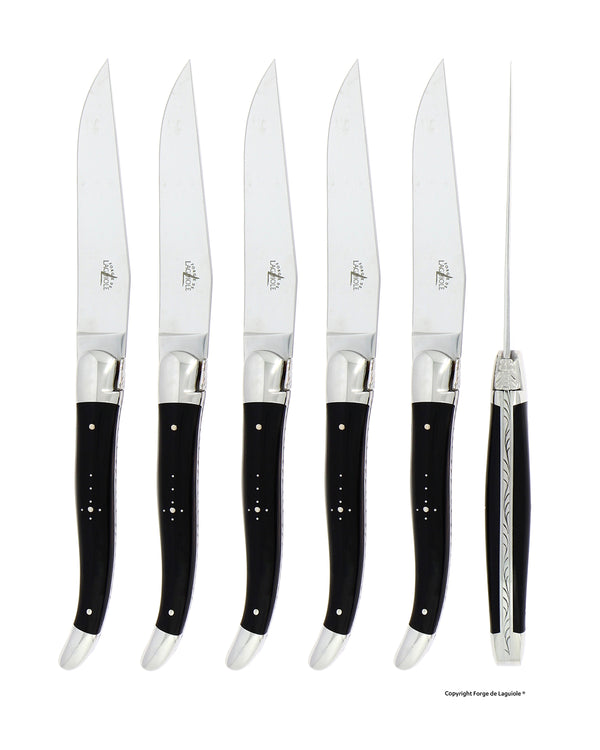 Steak knives, set of 6, black buffalo horn