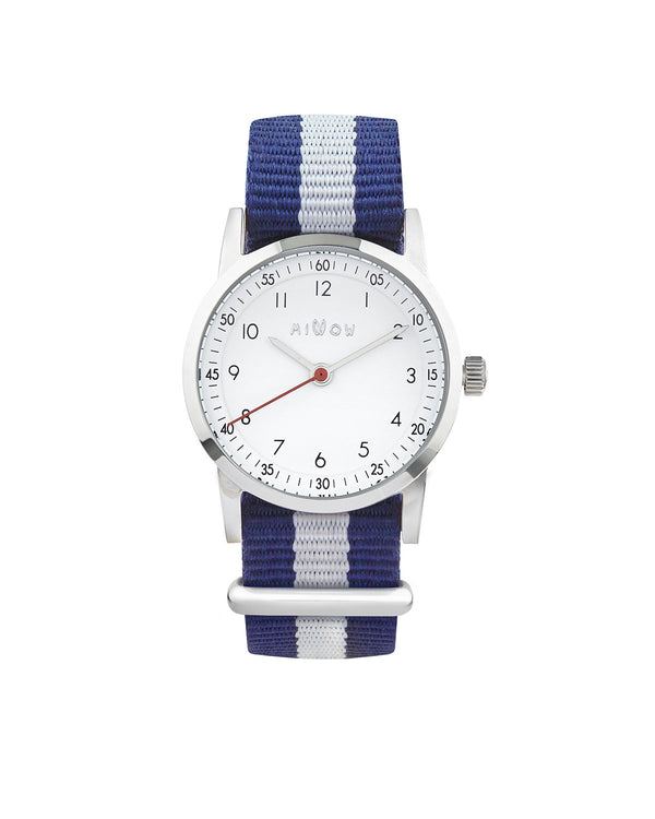 My first Watch, Farbe blau/weiß gestreift Edelstahl