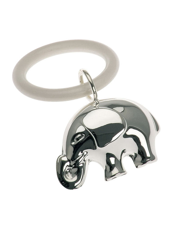 Teething ring - rattle elephant, silver plated