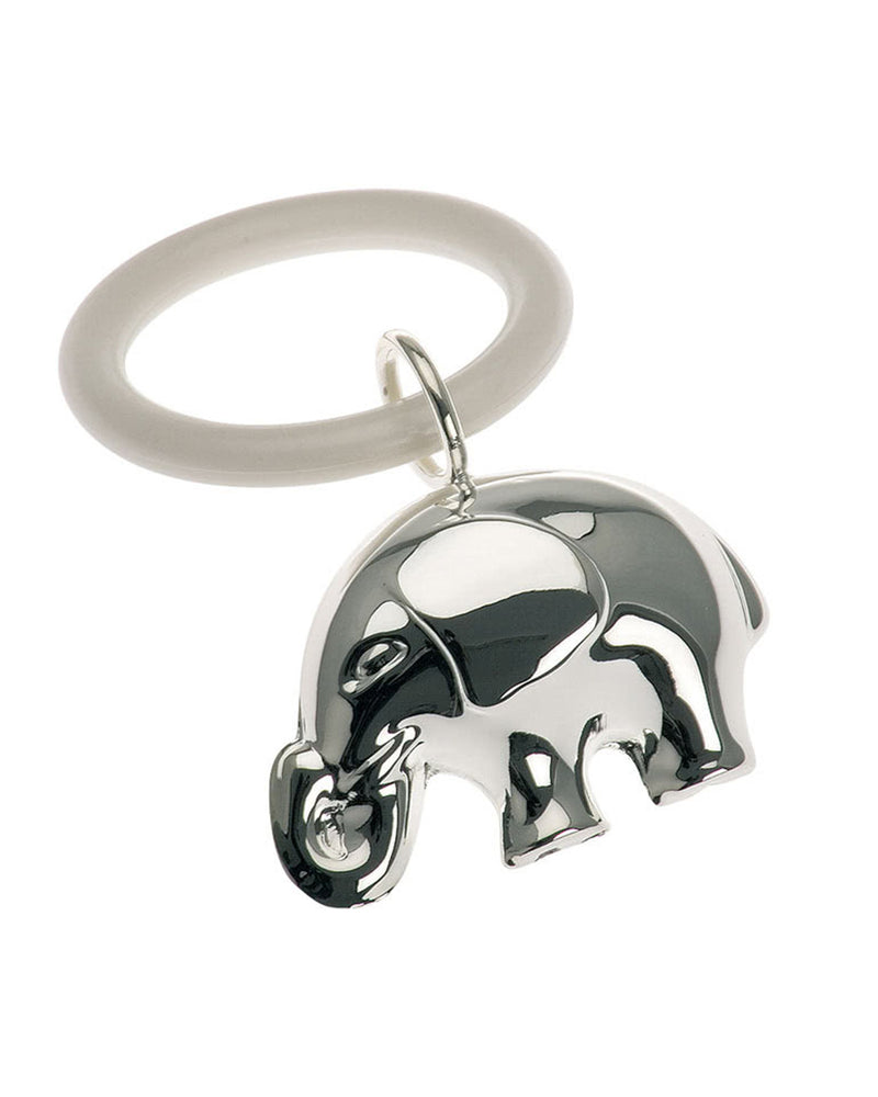 Teething ring - rattle elephant, silver plated