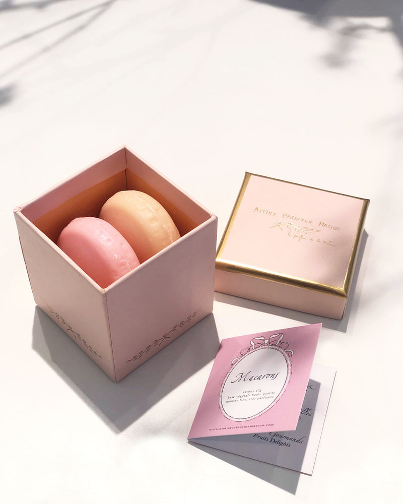 Macaron soaps in an elegant box of 2, pink