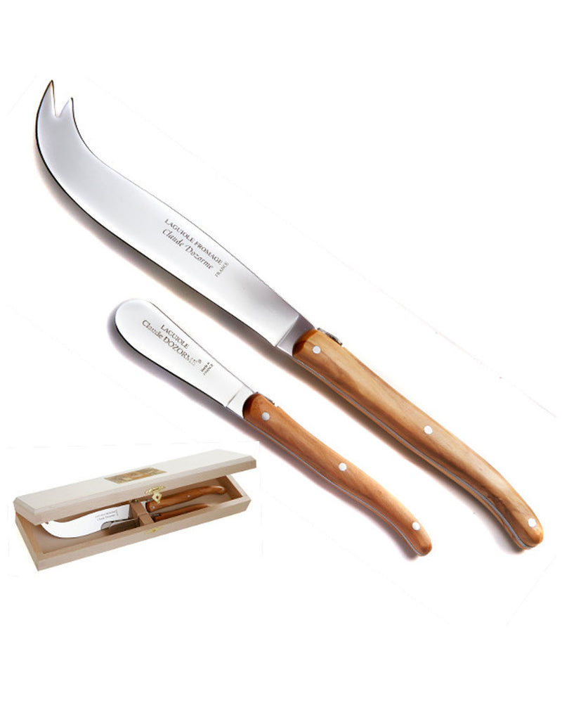 Cheese and butter knife set, olive wood