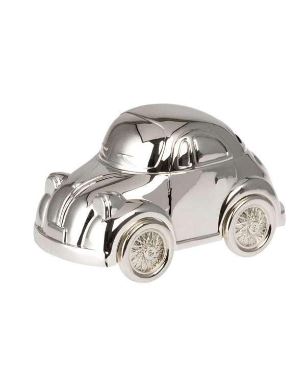 Car Beetle money box, silver plated