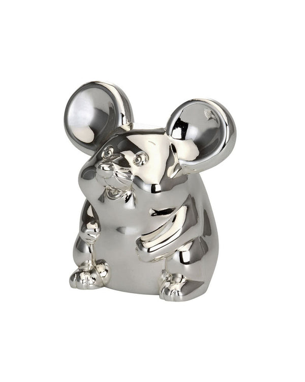 Money box mouse with big ears, silver plated