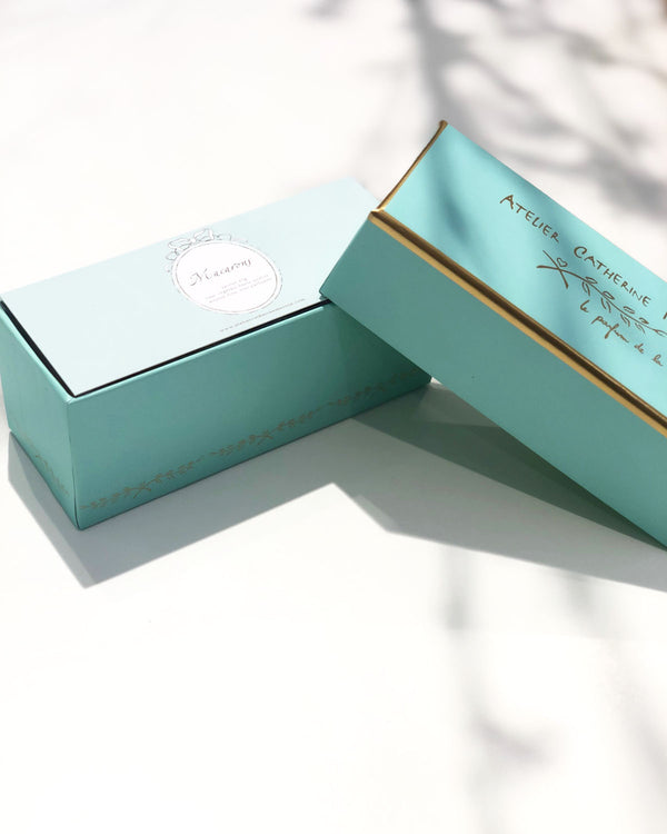 Macaron soaps in an elegant box of 6, turquoise